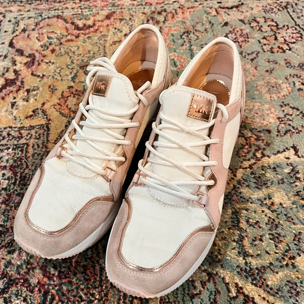 FINAL PRICE Michael Kors Pink and Rose Gold Wedged Fashion Sneakers